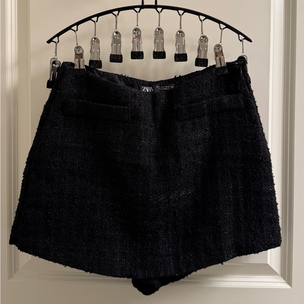Zara Elegant Black Tweed Skirt